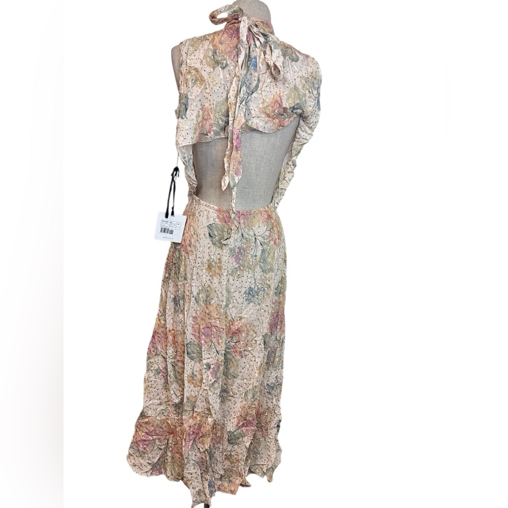 RED VALENTINO Cutout metallic floral chiffon midi dress - Picture 5 of 13